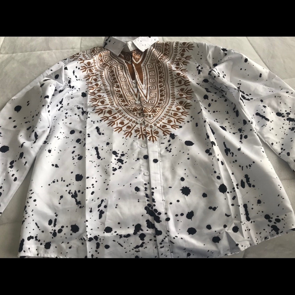 Men dashiki splash ink print shirt